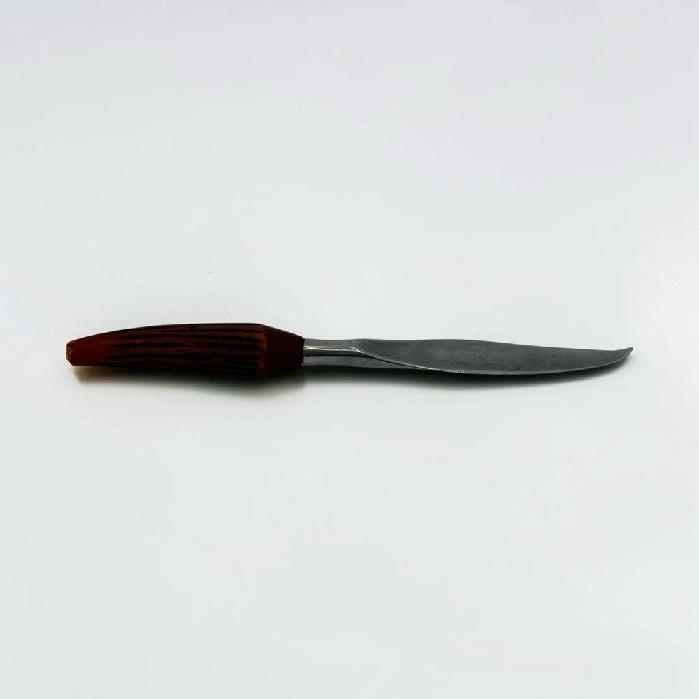 VTG Rodgers Sheffield England Stainless Steak Knife Faux Wood Handle 10.5